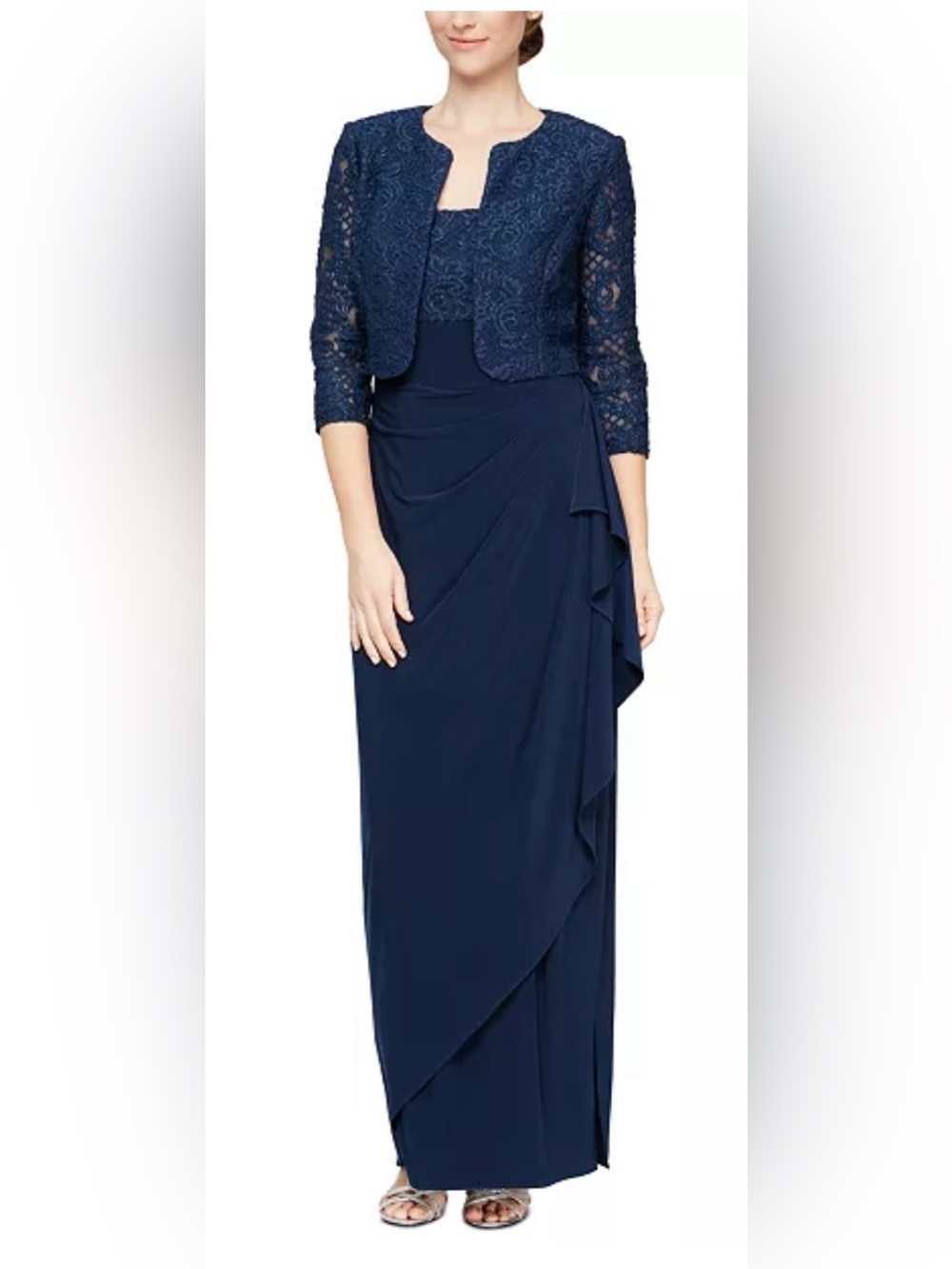 Alex Evenings Petite 2-Piece Lace Bolero & Gown Set